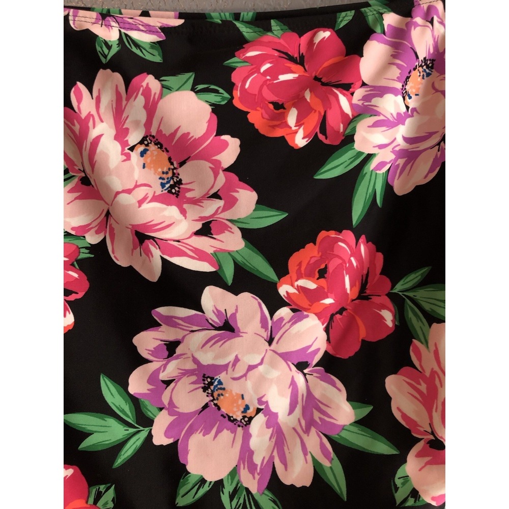 Time & Tru Fashion Swim Bottom XL Garden Bloom Black Floral High‎ Leg/Waist - Picture 5 of 8